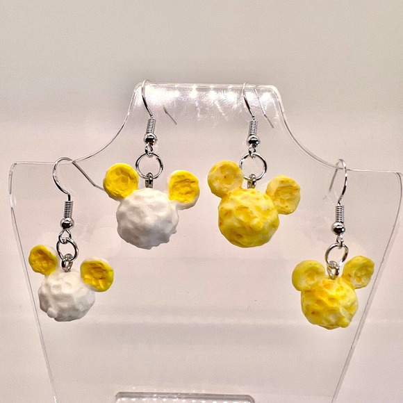 Handmade Jewelry - Mickey Popcorn Earrings - Mickey Mouse - Food Earrings - Buttered Popcorn